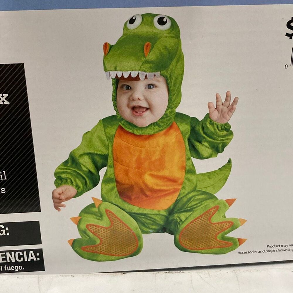Baby T-Rex Dinosaur Costume 0-6 Months 4-Piece Halloween Outfit with Hat & Booti